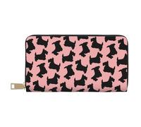 YUNWEIKEJI Patrón Terrier Escocés Rosa Negro, Carteras Cartera de Gran Capacidad para Hombres y Mujeres Carteras Tarjeta de crédito Cartera de Cuero de Microfibra