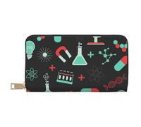 YUNWEIKEJI Patrones de Ciencia y química Verde, Carteras Cartera de Gran Capacidad para Hombres y Mujeres Carteras Tarjeta de crédito Cartera de Cuero de Microfibra
