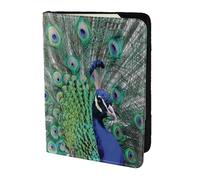 YUNWEIKEJI Pavo Real Mostrando Plumas con Alas Abiertas, Funda para Pasaporte Cartera de Viaje de Cuero PU Funda para Pasaporte Fundas para Pasaporte 5,5 Pulgadas
