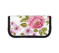 YUNWEIKEJI Peonías Rosa Paja, Estuche para lápices, Estuche para lápices de Lona Bolsa para cosméticos de Gran Capacidad