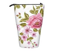 YUNWEIKEJI Peonías Rosa Paja, Estuche telescópico para lápices, Soporte para lápices con Cremallera, Bolsa de Maquillaje, Bolsa para lápices