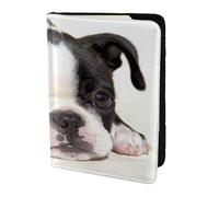 YUNWEIKEJI Perro Boston Terrier, Funda para Pasaporte Cartera de Viaje de Cuero PU Funda para Pasaporte Fundas para Pasaporte 5,5 Pulgadas