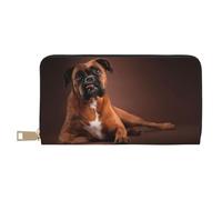 YUNWEIKEJI Perro Boxer Acostado Genial, Carteras Cartera de Gran Capacidad para Hombres y Mujeres Carteras Tarjeta de crédito Cartera de Cuero de Microfibra