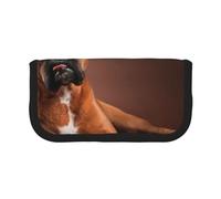 YUNWEIKEJI Perro Boxer Acostado Genial, Estuche para lápices, Estuche para lápices de Lona Bolsa para cosméticos de Gran Capacidad