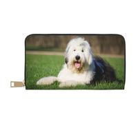 YUNWEIKEJI Perro Pastor inglés Antiguo, Carteras Cartera de Gran Capacidad para Hombres y Mujeres Carteras Tarjeta de crédito Cartera de Cuero de Microfibra