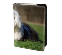 YUNWEIKEJI Perro Pastor inglés Antiguo, Funda para Pasaporte Cartera de Viaje de Cuero PU Funda para Pasaporte Fundas para Pasaporte 5,5 Pulgadas