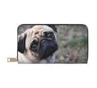 YUNWEIKEJI Perro Pug Impreso, Carteras Cartera de Gran Capacidad para Hombres y Mujeres Carteras Tarjeta de crédito Cartera de Cuero de Microfibra