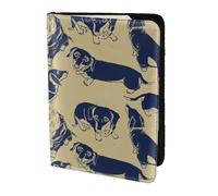 YUNWEIKEJI Perro Salchicha Divertido, Funda para Pasaporte Cartera de Viaje de Cuero PU Funda para Pasaporte Fundas para Pasaporte 5,5 Pulgadas