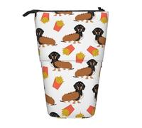 YUNWEIKEJI Perro Salchicha Hot Dog Y Papas Fritas Comida Divertida Linda, Estuche telescópico para lápices, Soporte para lápices con Cremallera, Bolsa de Maquillaje, Bolsa para lápices