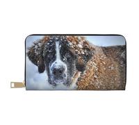 YUNWEIKEJI Perro San Bernardo, Carteras Cartera de Gran Capacidad para Hombres y Mujeres Carteras Tarjeta de crédito Cartera de Cuero de Microfibra