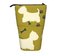 YUNWEIKEJI Perro Silueta Oeste Highland Animal Oeste, Estuche telescópico para lápices, Soporte para lápices con Cremallera, Bolsa de Maquillaje, Bolsa para lápices