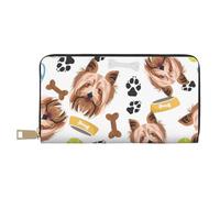 YUNWEIKEJI Perro Sonriente Yorkshire Terrier, Carteras Cartera de Gran Capacidad para Hombres y Mujeres Carteras Tarjeta de crédito Cartera de Cuero de Microfibra