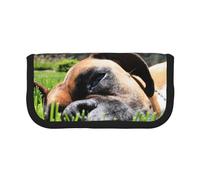 YUNWEIKEJI Perros Boxer Hierba Verde Mascotas Perros De Césped, Estuche para lápices, Estuche para lápices de Lona Bolsa para cosméticos de Gran Capacidad