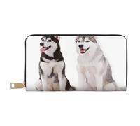 YUNWEIKEJI Perros Husky Impresos, Carteras Cartera de Gran Capacidad para Hombres y Mujeres Carteras Tarjeta de crédito Cartera de Cuero de Microfibra