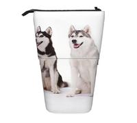 YUNWEIKEJI Perros Husky Impresos, Estuche telescópico para lápices, Soporte para lápices con Cremallera, Bolsa de Maquillaje, Bolsa para lápices