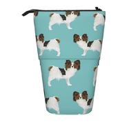 YUNWEIKEJI Perros Papillon Lindo Perro Spaniel Toy, Estuche telescópico para lápices, Soporte para lápices con Cremallera, Bolsa de Maquillaje, Bolsa para lápices