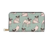 YUNWEIKEJI Perros Pug Sentados, Carteras Cartera de Gran Capacidad para Hombres y Mujeres Carteras Tarjeta de crédito Cartera de Cuero de Microfibra