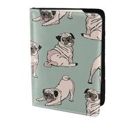 YUNWEIKEJI Perros Pug Sentados, Funda para Pasaporte Cartera de Viaje de Cuero PU Funda para Pasaporte Fundas para Pasaporte 5,5 Pulgadas