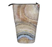 YUNWEIKEJI Piedra Ónix Estampado Azul Pálido, Estuche telescópico para lápices, Soporte para lápices con Cremallera, Bolsa de Maquillaje, Bolsa para lápices