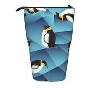YUNWEIKEJI Pingüino polígono Abstracto, Estuche telescópico para lápices, Soporte para lápices con Cremallera, Bolsa de Maquillaje, Bolsa para lápices