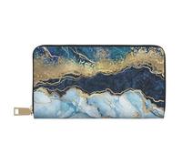 YUNWEIKEJI Pintura Abstracta Brillo Dorado Mármol Azul, Carteras Cartera de Gran Capacidad para Hombres y Mujeres Carteras Tarjeta de crédito Cartera de Cuero de Microfibra