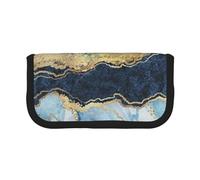 YUNWEIKEJI Pintura Abstracta Brillo Dorado Mármol Azul, Estuche para lápices, Estuche para lápices de Lona Bolsa para cosméticos de Gran Capacidad