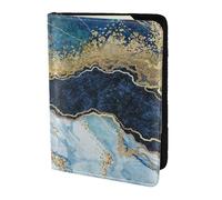 YUNWEIKEJI Pintura Abstracta Brillo Dorado Mármol Azul, Funda para Pasaporte Cartera de Viaje de Cuero PU Funda para Pasaporte Fundas para Pasaporte 5,5 Pulgadas