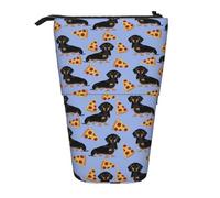 YUNWEIKEJI Pizza Comida Perro Salchicha Lindo, Estuche telescópico para lápices, Soporte para lápices con Cremallera, Bolsa de Maquillaje, Bolsa para lápices