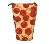 YUNWEIKEJI Pizza de peperoni, Estuche telescópico para lápices, Soporte para lápices con Cremallera, Bolsa de Maquillaje, Bolsa para lápices