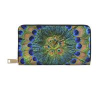 YUNWEIKEJI Plumas de Pavo Real de Moda, Carteras Cartera de Gran Capacidad para Hombres y Mujeres Carteras Tarjeta de crédito Cartera de Cuero de Microfibra