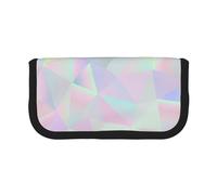 YUNWEIKEJI Poligonal holográfico Iridiscente Abstracto, Estuche para lápices, Estuche para lápices de Lona Bolsa para cosméticos de Gran Capacidad