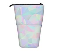 YUNWEIKEJI Poligonal holográfico Iridiscente Abstracto, Estuche telescópico para lápices, Soporte para lápices con Cremallera, Bolsa de Maquillaje, Bolsa para lápices