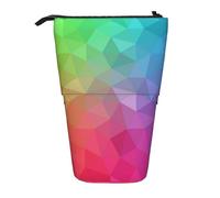 YUNWEIKEJI Poligonal Multicolor Que consiste en triángulos Arco Iris, Estuche telescópico para lápices, Soporte para lápices con Cremallera, Bolsa de Maquillaje, Bolsa para lápices