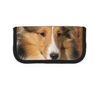 YUNWEIKEJI Precioso Perro Sheltie, Estuche para lápices, Estuche para lápices de Lona Bolsa para cosméticos de Gran Capacidad