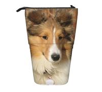 YUNWEIKEJI Precioso Perro Sheltie, Estuche telescópico para lápices, Soporte para lápices con Cremallera, Bolsa de Maquillaje, Bolsa para lápices
