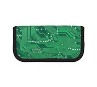 YUNWEIKEJI Primer Plano de la Placa de Circuito de computadora Verde Impresa, Estuche para lápices, Estuche para lápices de Lona Bolsa para cosméticos de Gran Capacidad