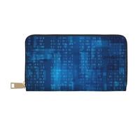 YUNWEIKEJI Programador Código Binario Azul, Carteras Cartera de Gran Capacidad para Hombres y Mujeres Carteras Tarjeta de crédito Cartera de Cuero de Microfibra