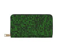 YUNWEIKEJI Programador Código De Computadora Decimal Verde, Carteras Cartera de Gran Capacidad para Hombres y Mujeres Carteras Tarjeta de crédito Cartera de Cuero de Microfibra