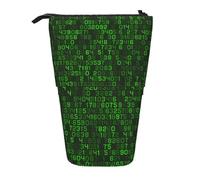 YUNWEIKEJI Programador Código De Computadora Decimal Verde, Estuche telescópico para lápices, Soporte para lápices con Cremallera, Bolsa de Maquillaje, Bolsa para lápices