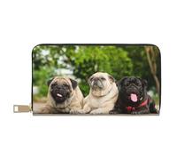 YUNWEIKEJI Pug Amistad Bokeh Perros Mascotas Amigos Pug, Carteras Cartera de Gran Capacidad para Hombres y Mujeres Carteras Tarjeta de crédito Cartera de Cuero de Microfibra