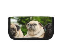 YUNWEIKEJI Pug Amistad Bokeh Perros Mascotas Amigos Pug, Estuche para lápices, Estuche para lápices de Lona Bolsa para cosméticos de Gran Capacidad