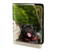 YUNWEIKEJI Pug Amistad Bokeh Perros Mascotas Amigos Pug, Funda para Pasaporte Cartera de Viaje de Cuero PU Funda para Pasaporte Fundas para Pasaporte 5,5 Pulgadas