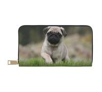 YUNWEIKEJI Pug Bokeh Cachorro Perros Césped Mascotas Pug, Carteras Cartera de Gran Capacidad para Hombres y Mujeres Carteras Tarjeta de crédito Cartera de Cuero de Microfibra
