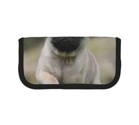 YUNWEIKEJI Pug Bokeh Cachorro Perros Césped Mascotas Pug, Estuche para lápices, Estuche para lápices de Lona Bolsa para cosméticos de Gran Capacidad