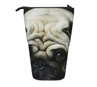 YUNWEIKEJI Pug Perros Tristes Perros Tristes Pug Mascotas Pug, Estuche telescópico para lápices, Soporte para lápices con Cremallera, Bolsa de Maquillaje, Bolsa para lápices