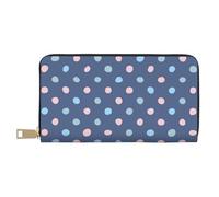 YUNWEIKEJI Puntos De Crayón sobre Fondo Azul Marino, Carteras Cartera de Gran Capacidad para Hombres y Mujeres Carteras Tarjeta de crédito Cartera de Cuero de Microfibra