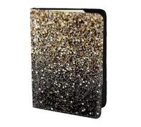 YUNWEIKEJI Puntos Dorados Negros con Purpurina Dorada, Funda para Pasaporte Cartera de Viaje de Cuero PU Funda para Pasaporte Fundas para Pasaporte 5,5 Pulgadas