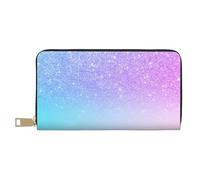 YUNWEIKEJI Púrpura Rosa Brillo Ombre Azul Degradado, Carteras Cartera de Gran Capacidad para Hombres y Mujeres Carteras Tarjeta de crédito Cartera de Cuero de Microfibra