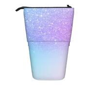 YUNWEIKEJI Púrpura Rosa Brillo Ombre Azul Degradado, Estuche telescópico para lápices, Soporte para lápices con Cremallera, Bolsa de Maquillaje, Bolsa para lápices