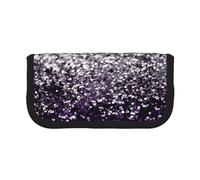 YUNWEIKEJI Purpurina Plateada Negra Morada, Estuche para lápices, Estuche para lápices de Lona Bolsa para cosméticos de Gran Capacidad